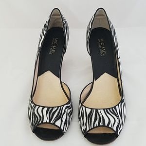 🦓MICHAEL KORS PEEP TOE ZEBRA PRINT 10M🦓